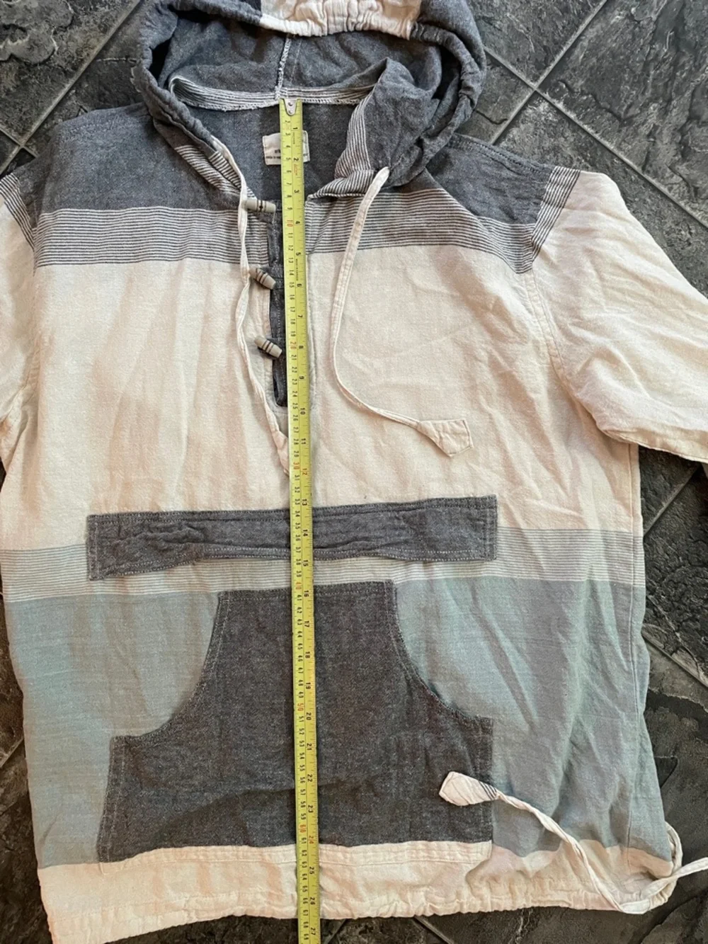 ARK IMPORTS Nepal Boho Cotton Hooded Kangaroo Wooden Button Hippie Coastal Top - Picture 12 of 12